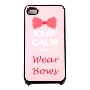 Capa-para-Iphone-4-Keep-Calm-and-Wear-Bows-Rosa-com-Purpurina